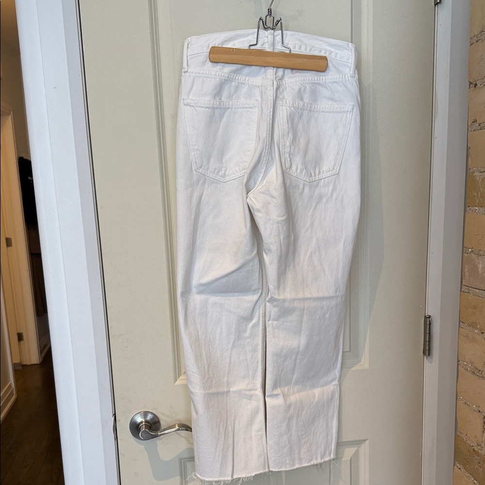 90s Midrise Straight Leg raw hem White Jeans - Picture 5 of 5